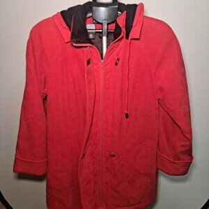 Fleet Street Ltd. women's red hooded nylon polyester jacket.